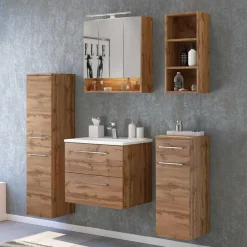 Wohnen 30x64x18 Badezimmer Hängeregal mit drei Fächern - Lemnas