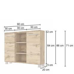 Wohnen 90x66x20 Badschrank in Dekor Wildeiche - Lemnas