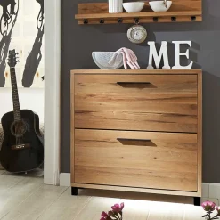 Wohnen 83x87x28 Balkeneiche Schuhkommode mit zwei Klappen - Alsbetas
