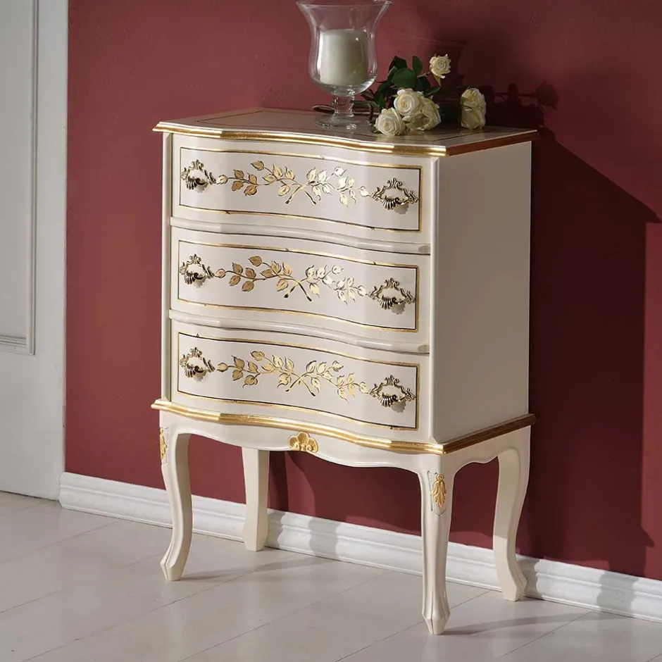 Wohnen 58x80x31 Barock Kommode mit drei Schubladen - Iviada