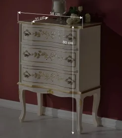 Wohnen 58x80x31 Barock Kommode mit drei Schubladen - Iviada