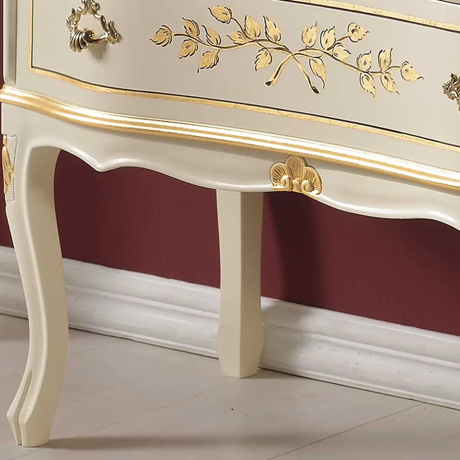 Wohnen 75x88x35 Barock Sekretär in Weiß & Gold - Iviada