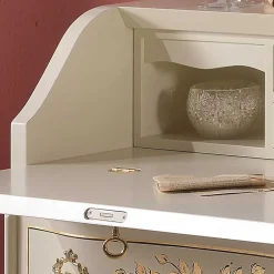 Wohnen 75x88x35 Barock Sekretär in Weiß & Gold - Iviada