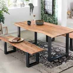 Wohnen 150x46x40 Baumkante Bank mit Bügelgestell - Beataz