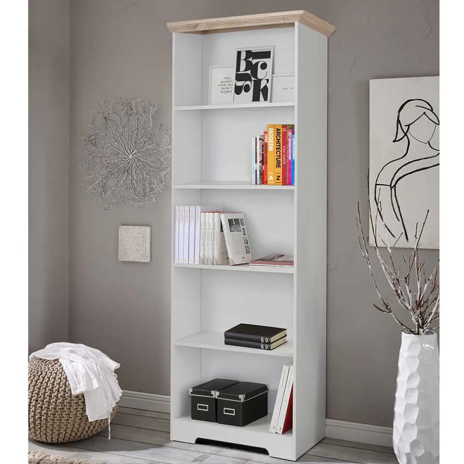 Wohnen 75x180x30 Bücher Regal mit fünf Fächern - Akedra