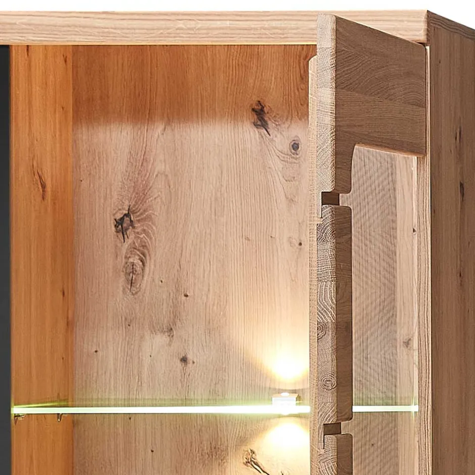 90x203x38 Beleuchtete Vitrine teilmassiv - Mattadore^Wohnen New