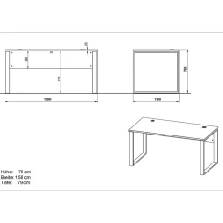 Wohnen 158x75x79 Büro Arbeitstisch zweifarbig - Situatica