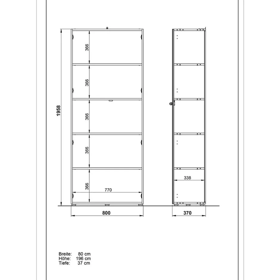 80x196x37 Büroschrank & Regal Kombi - Laszlo (zweiteilig)^Wohnen Discount