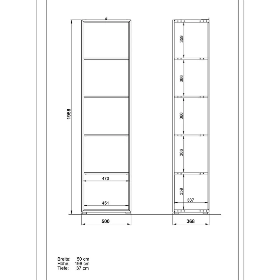 80x196x37 Büroschrank & Regal Kombi - Laszlo (zweiteilig)^Wohnen Discount