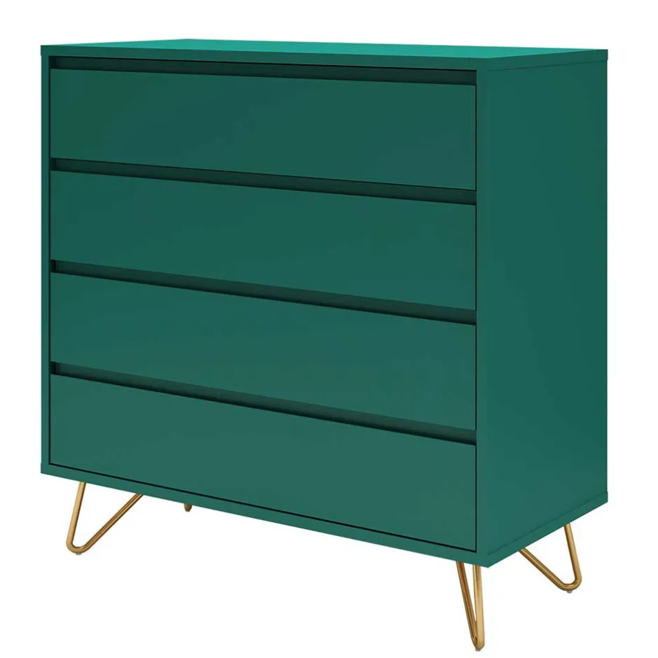 Wohnen 90x90x40 cm 4 Schubladen Kommode in Grün - Ricriava