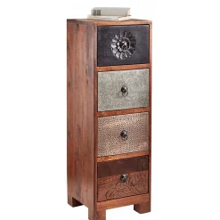 30x85x30 cm Akazie Hochkommode mit Schnitzerei - Welina^Wohnen Hot