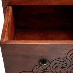 30x85x30 cm Akazie Hochkommode mit Schnitzerei - Welina^Wohnen Hot