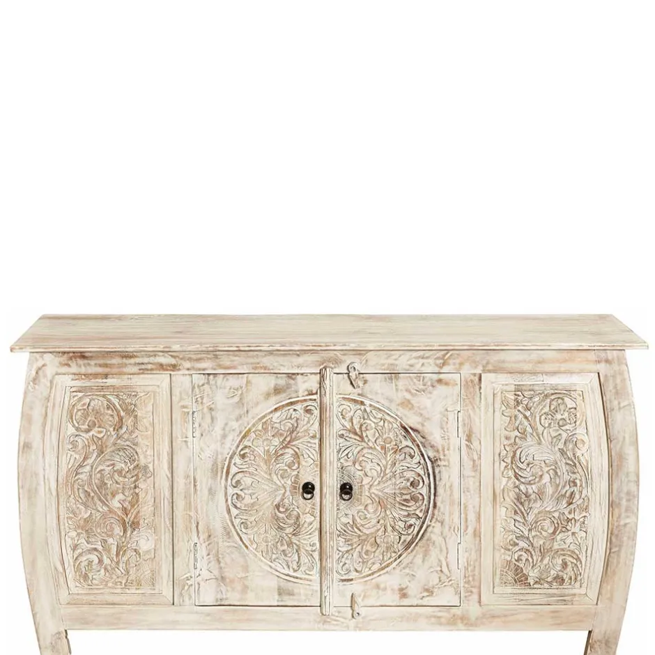 166x85x40 cm Akazie Sideboard in White Wash - Omie^Wohnen Hot