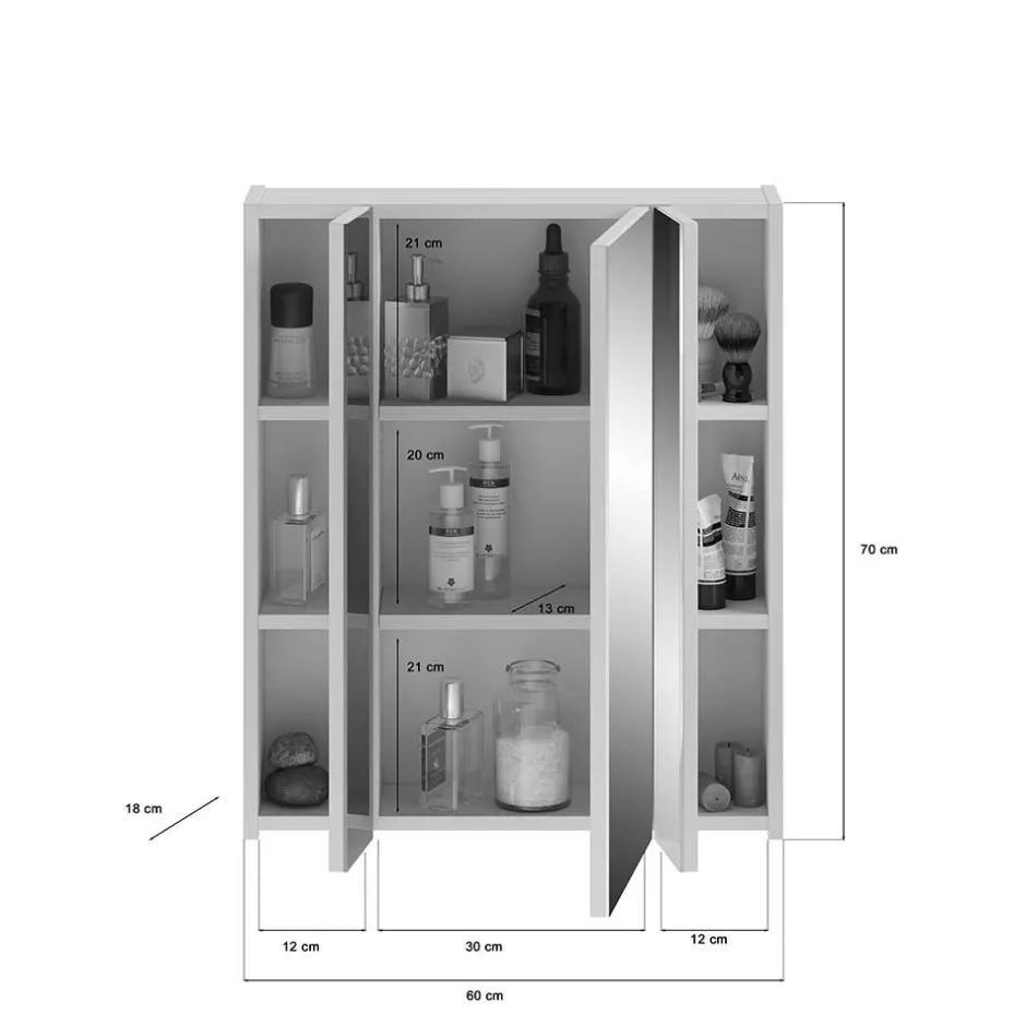 60x70x18 cm Bad Spiegelschrank 3-türig - Whale^Wohnen Online