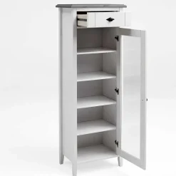 55x149x35 cm Badezimmer Vitrine in Weiß & Grau - Mirandesca^Wohnen