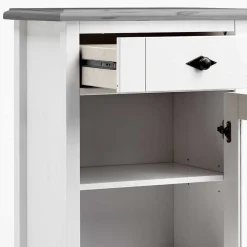 55x149x35 cm Badezimmer Vitrine in Weiß & Grau - Mirandesca^Wohnen