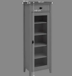 55x149x35 cm Badezimmer Vitrine in Weiß & Grau - Mirandesca^Wohnen