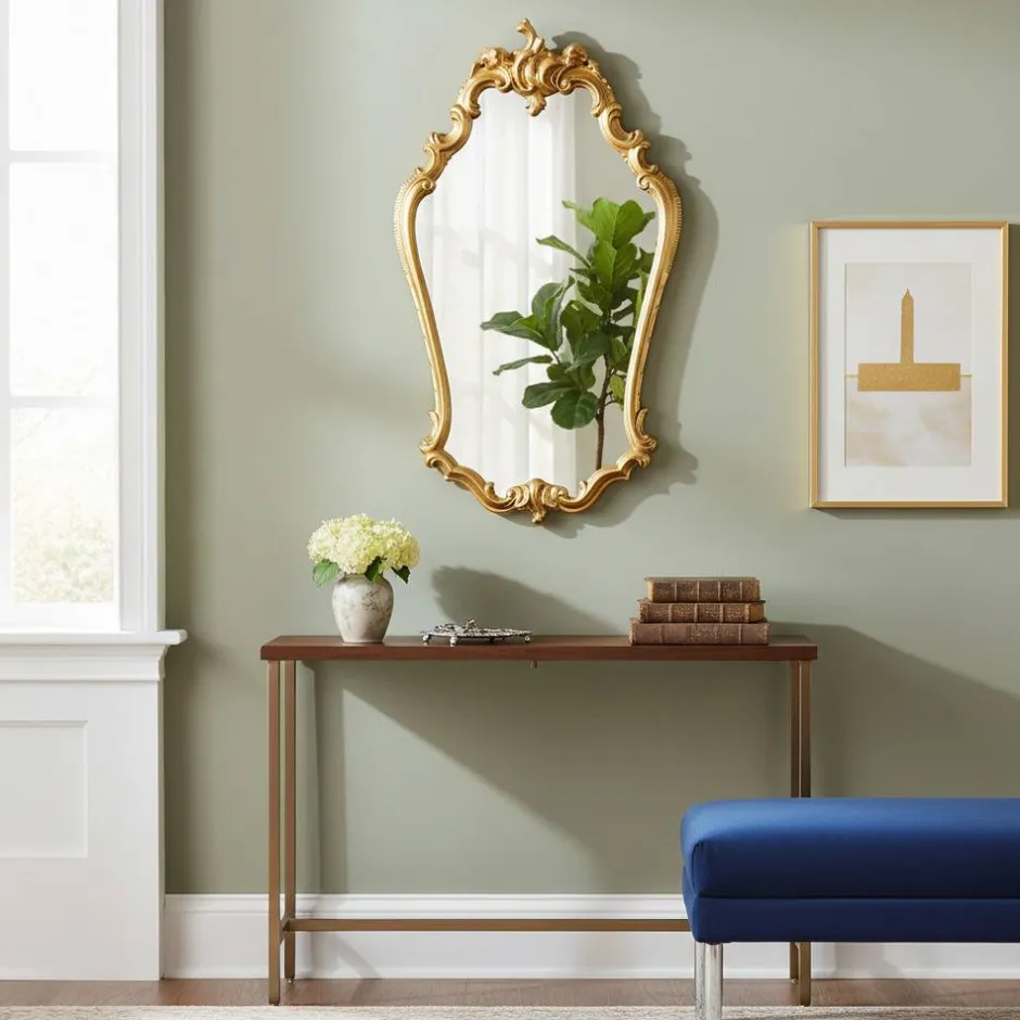 Wohnen 55x92x8 cm Barock Wandspiegel in Gold - Motiz