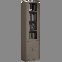 60x225x45 cm Bücher Vitrine in Esche Hell - Odillava^Wohnen Clearance