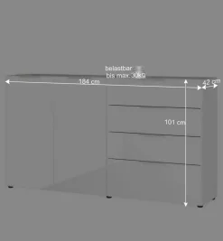 184x101x42 cm Design Sideboard mit Glas Beschichtung - Daven^Wohnen