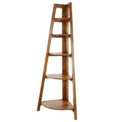 Wohnen 64x148x44 cm Eckregal aus Akazie Massivholz - Skylive