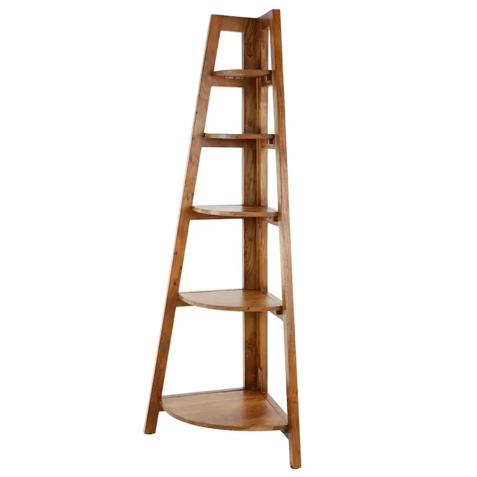 Wohnen 64x148x44 cm Eckregal aus Akazie Massivholz - Skylive