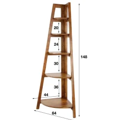 Wohnen 64x148x44 cm Eckregal aus Akazie Massivholz - Skylive