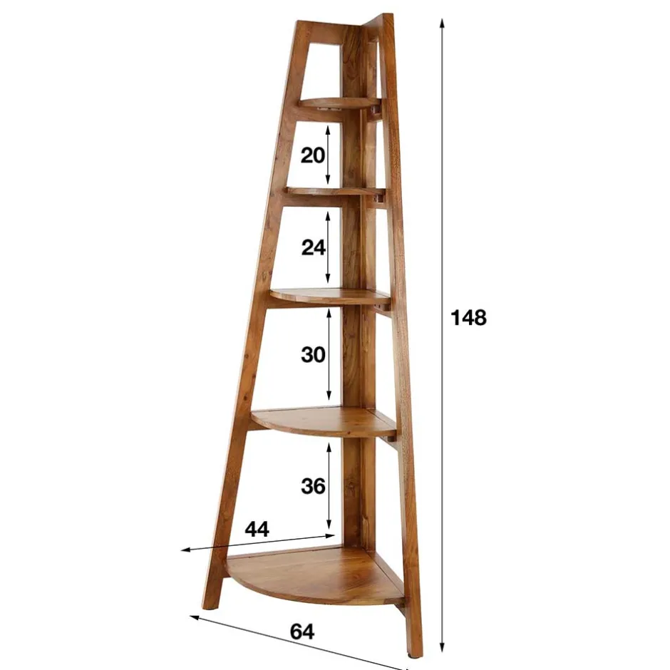 Wohnen 64x148x44 cm Eckregal aus Akazie Massivholz - Skylive