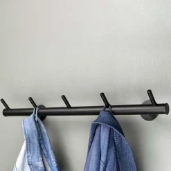 55x8x13 cm Garderobe aus Stahl in Schwarz - Yanathon^Wohnen Clearance