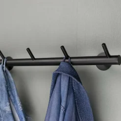 55x8x13 cm Garderobe aus Stahl in Schwarz - Yanathon^Wohnen Clearance