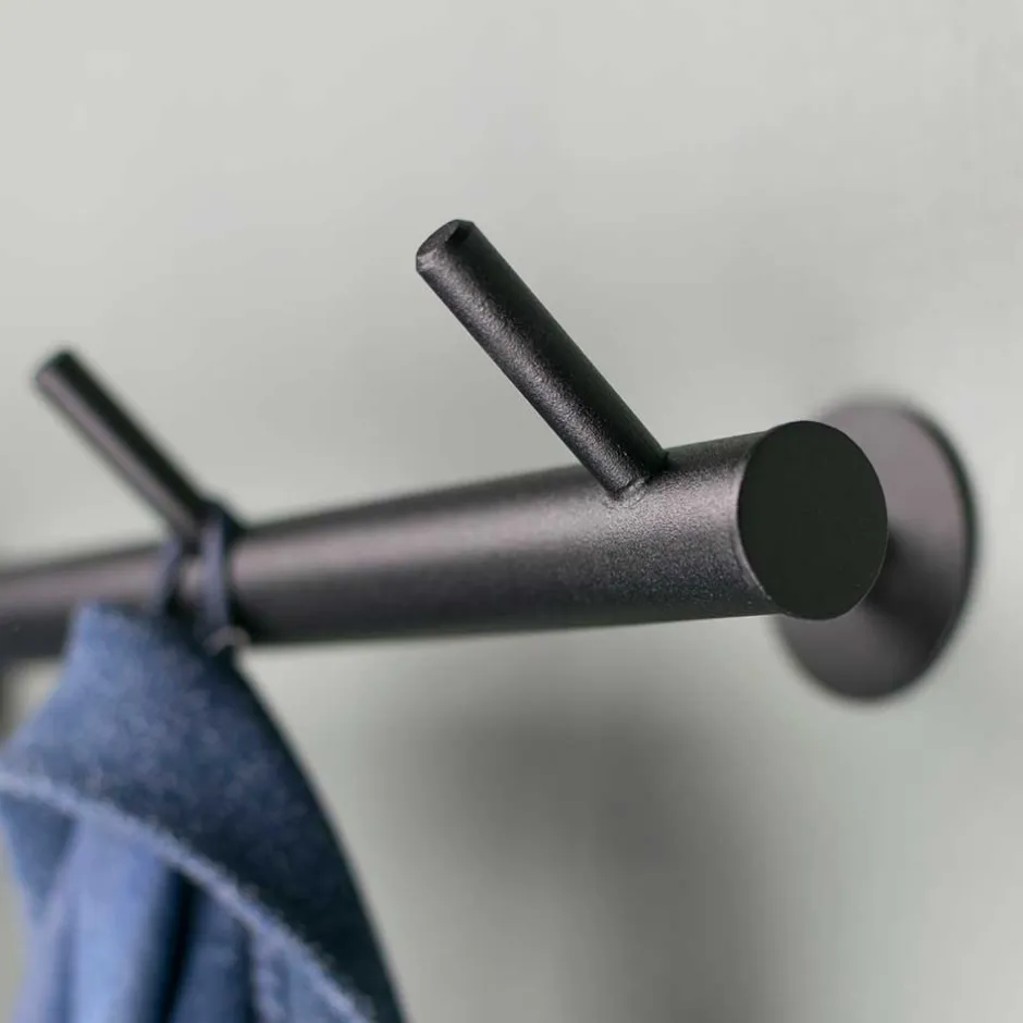 55x8x13 cm Garderobe aus Stahl in Schwarz - Yanathon^Wohnen Clearance