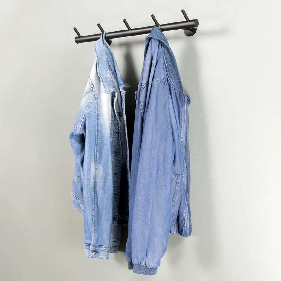 55x8x13 cm Garderobe aus Stahl in Schwarz - Yanathon^Wohnen Clearance