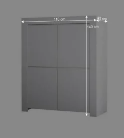 110x140x42 cm Highboard in Weiß lackiert - Mikes^Wohnen New