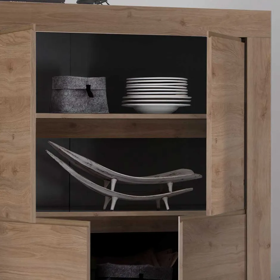 Wohnen 110x140x42 cm Highboard 4-türig - Karika