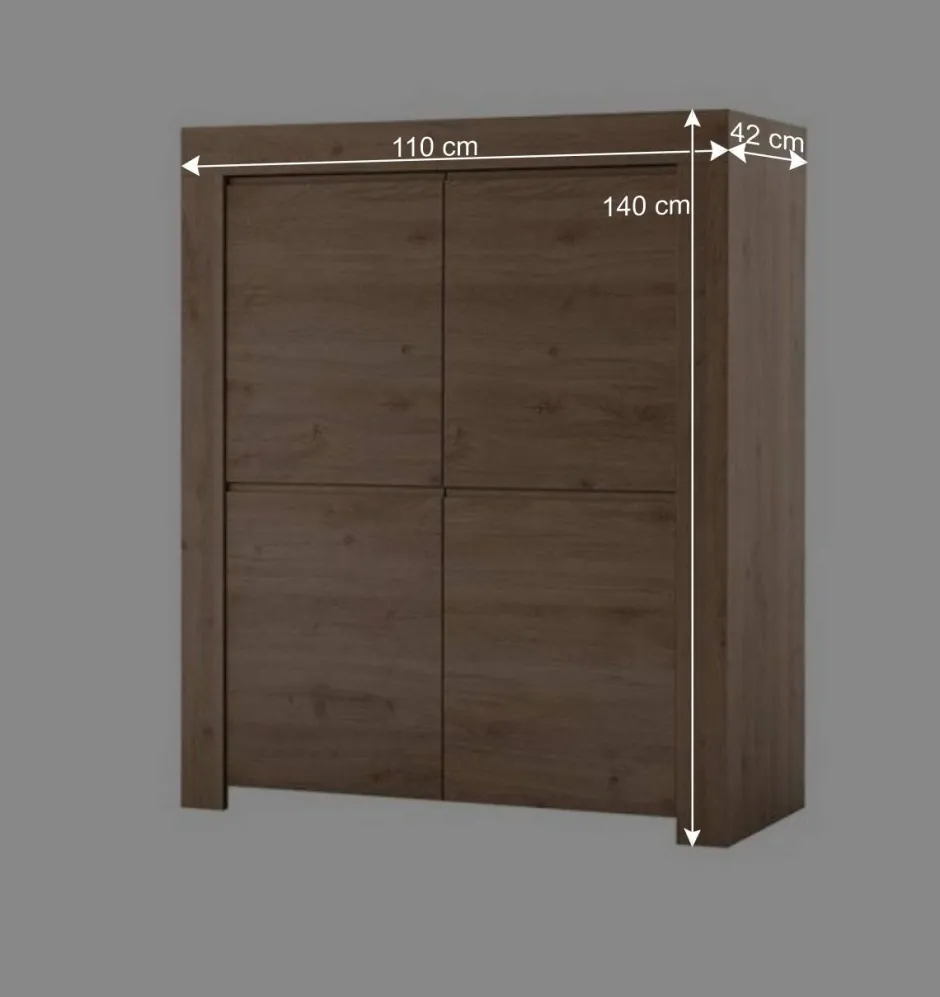 Wohnen 110x140x42 cm Highboard 4-türig - Karika