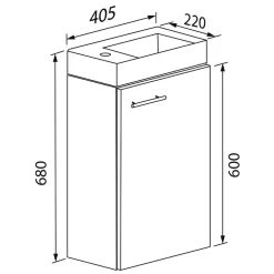 41x68x22 cm Hängender Waschtisch fürs Gäste WC - Veny^Wohnen New