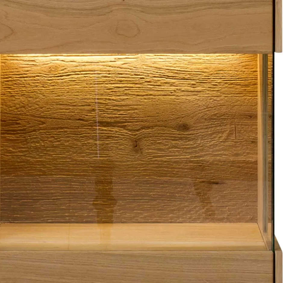 Wohnen 43x169x33 cm Hängevitrine aus Wildeiche - Obinson