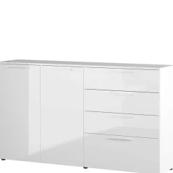 Wohnen 186x107x40 cm Hochglanz Sideboard in Weiß - Alida