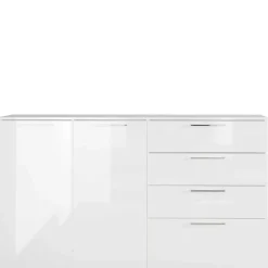 Wohnen 186x107x40 cm Hochglanz Sideboard in Weiß - Alida