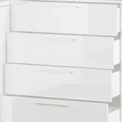 Wohnen 186x107x40 cm Hochglanz Sideboard in Weiß - Alida