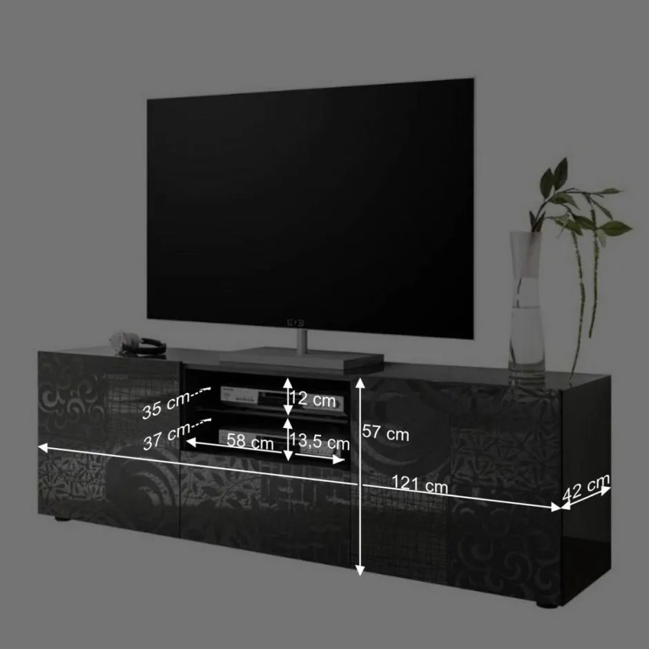 181x57x42 cm Hochglanz TV Element in Grau - Ipatal I^Wohnen
