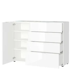 134x101x42 cm Kommode in Weiß mit Glas - Rufu^Wohnen Online