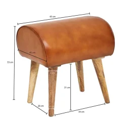 Wohnen 45x53x40 cm Leder Hocker mit Holzbeinen - Brian