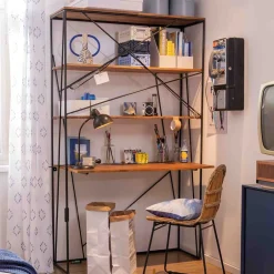 120x202x60 cm Regal mit Schreibtisch im Loft Style - Offia^Wohnen