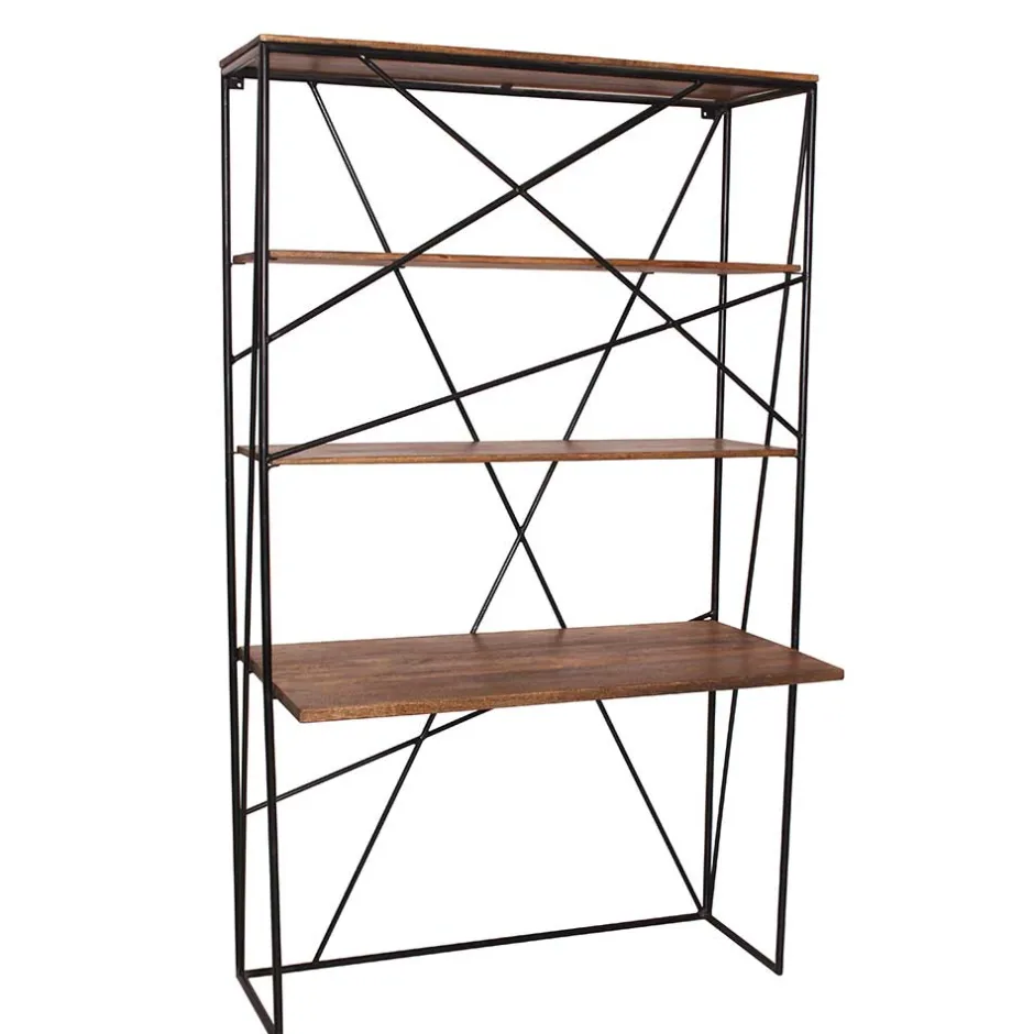 120x202x60 cm Regal mit Schreibtisch im Loft Style - Offia^Wohnen