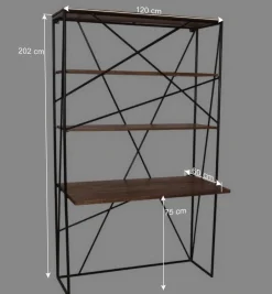 120x202x60 cm Regal mit Schreibtisch im Loft Style - Offia^Wohnen