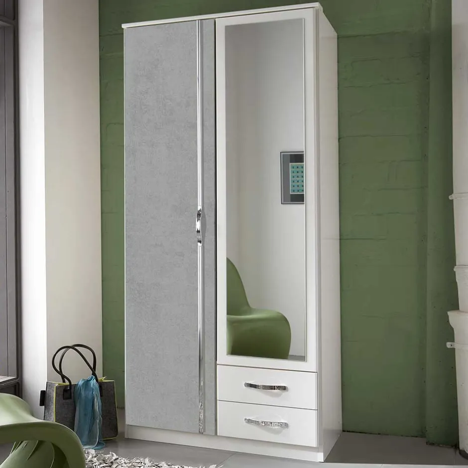 Wohnen 91x199x58 cm Schlafzimmerschrank in Weiß - Hotti