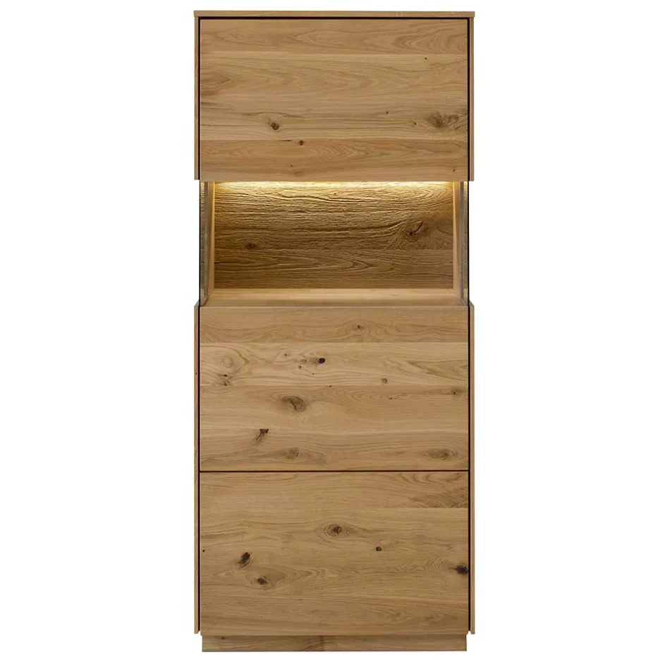 Wohnen 63x145x44 cm 1-türiger Vitrinenschrank aus Massivholz - Obinson