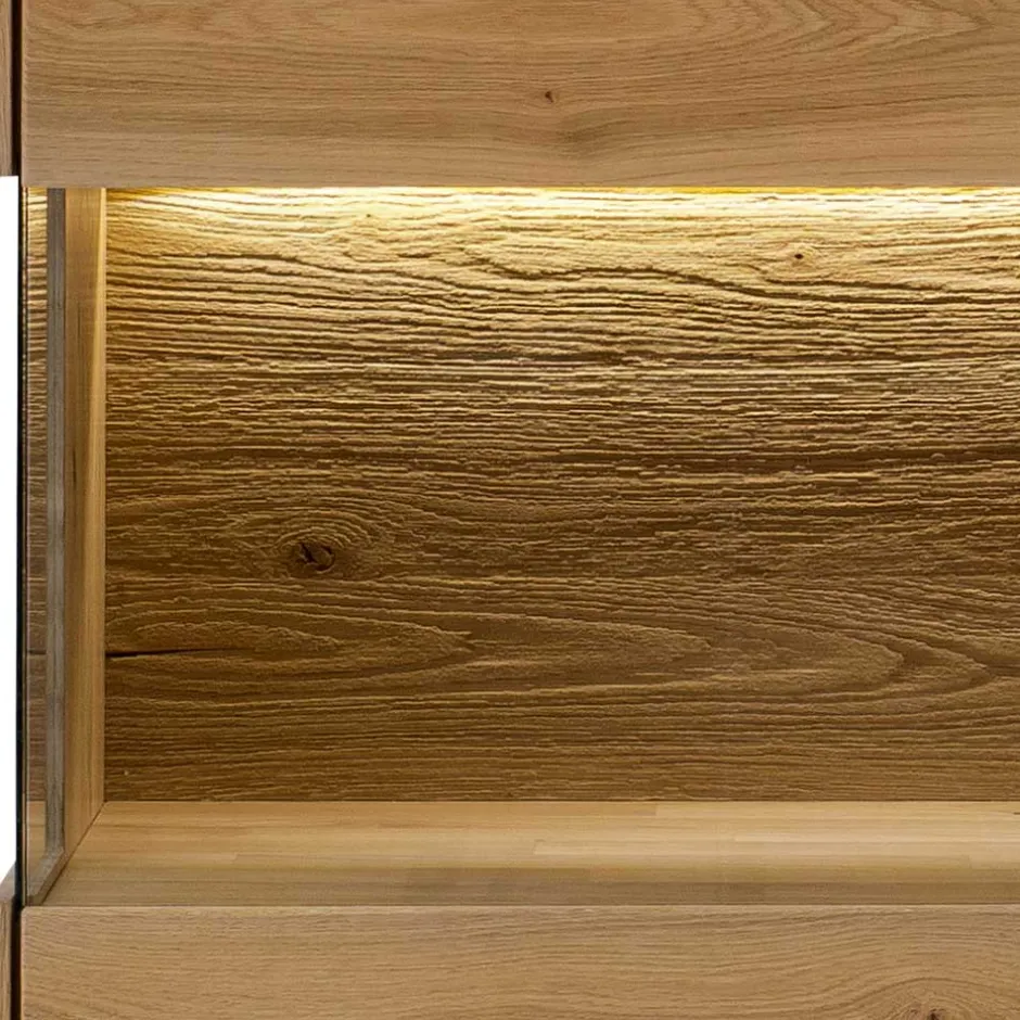 Wohnen 63x145x44 cm 1-türiger Vitrinenschrank aus Massivholz - Obinson