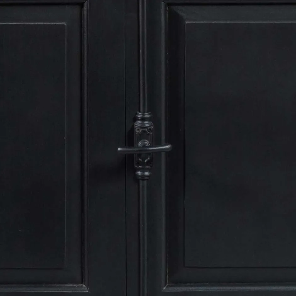 Wohnen 130x230x47 cm Vintage Vitrine Schrank in Schwarz - Niovan